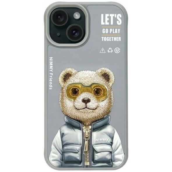 Nimmy iPhone 15 6.1" case gray/grey Cool&Cute 2.0 Bear