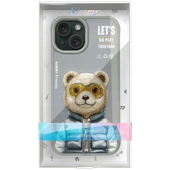 Nimmy iPhone 15 6.1" case gray/grey Cool&Cute 2.0 Bear