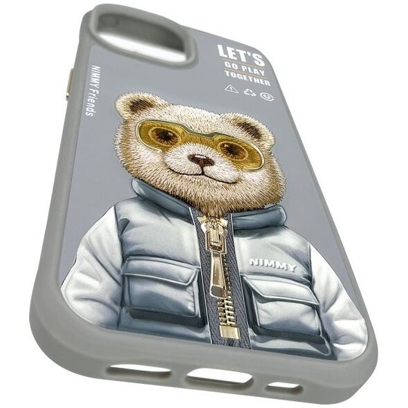 Nimmy iPhone 15 6.1" case gray/grey Cool&Cute 2.0 Bear
