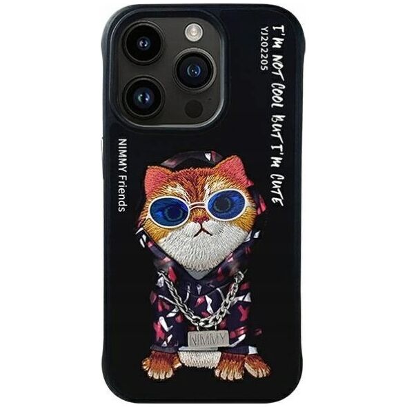 Nimmy iPhone 15 Pro 6.1" Case Black Glasses Cool Cat
