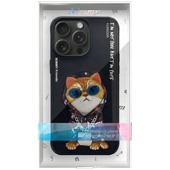 Nimmy iPhone 15 Pro 6.1" Case Black Glasses Cool Cat