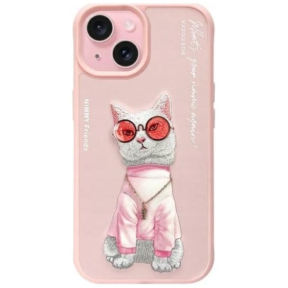 Nimmy iPhone 15 6.1" case pink/pink Glasses Cool Cat