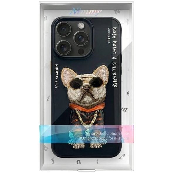 Nimmy iPhone 15 Pro 6.1" Case Black Glasses Cool Dog