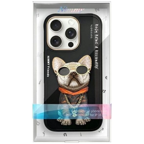 Nimmy iPhone 16 Pro 6.3" Case Black Glasses Cool Dog