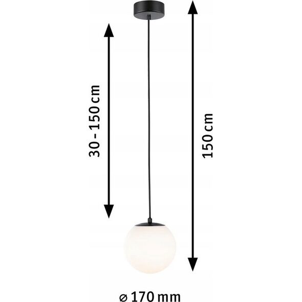 Lampa wisząca Paulmann Lampa wisząca łazienkowa GOVE LED 9W 900lm 3000K IP44 230V czarny matowy / metal /  szkło