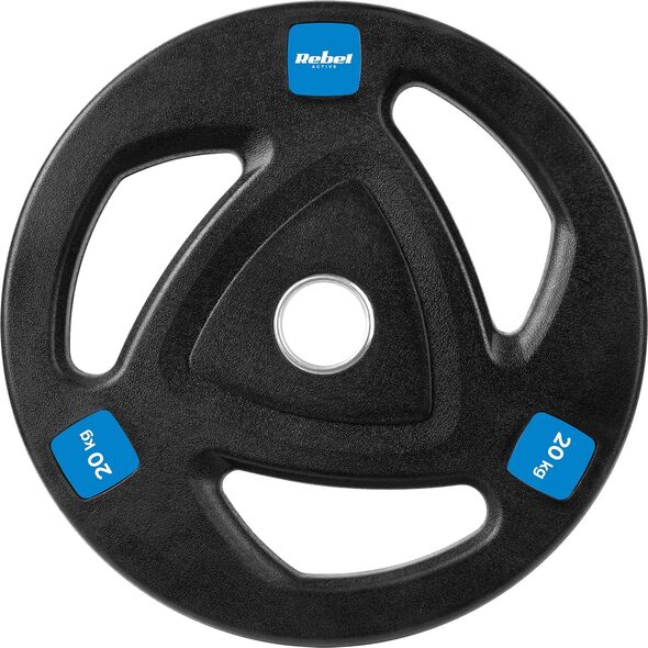 Rebel Obciążenie żeliwne gumowane 20kg, otwór olimpijski 51mm,  REBEL ACTIVE