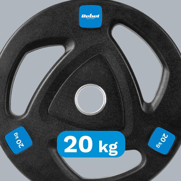 Rebel Obciążenie żeliwne gumowane 20kg, otwór olimpijski 51mm,  REBEL ACTIVE