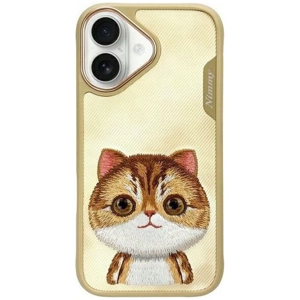 Nimmy case iPhone 16 6.1" khaki Big Eyed Pet 2.0 Cat