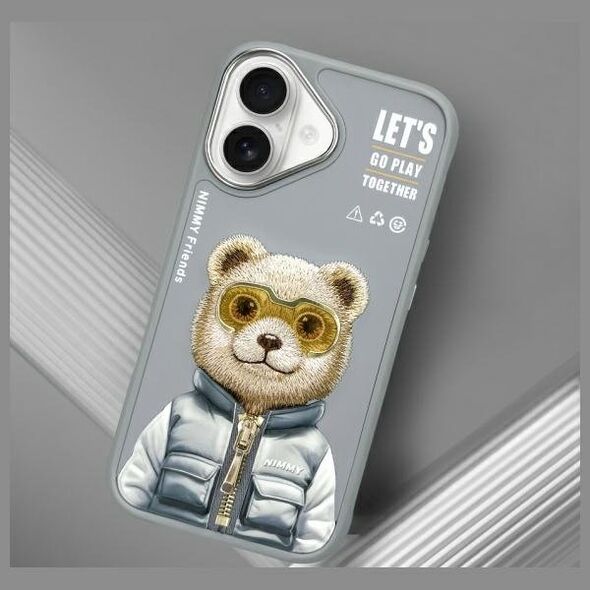 Nimmy iPhone 16 6.1" case gray/grey Cool&Cute 2.0 Bear