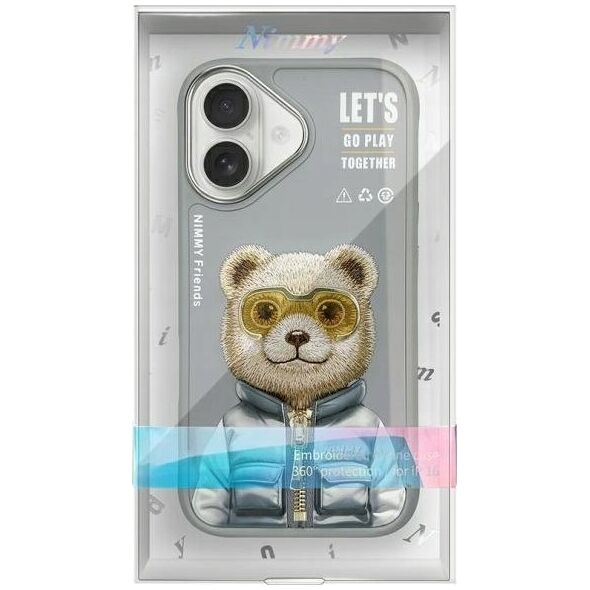 Nimmy iPhone 16 6.1" case gray/grey Cool&Cute 2.0 Bear