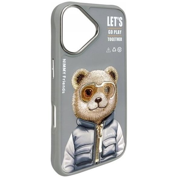 Nimmy iPhone 16 6.1" case gray/grey Cool&Cute 2.0 Bear
