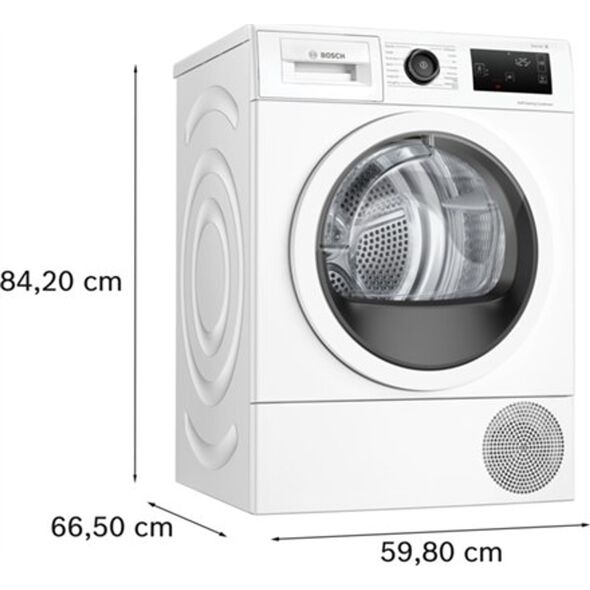 Suszarka do ubrań Bosch Bosch Dryer Machine with Heat Pump | WTU876IHSN | Energy efficiency class A++ | Front loading | 9 kg | LED | Depth 61.3 cm | White