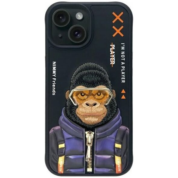 Nimmy case iPhone 15 6.1" black/black Cool&Cute 2.0 Monkey