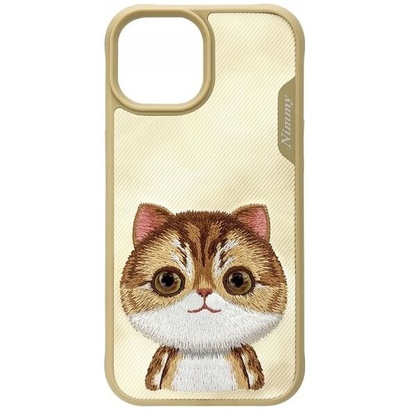 Nimmy case iPhone 15 6.1" khaki Big Eyed Pet 2.0 Cat