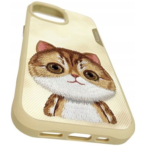 Nimmy case iPhone 15 6.1" khaki Big Eyed Pet 2.0 Cat
