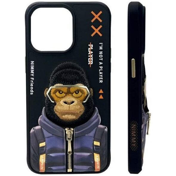 Nimmy iPhone 15 Pro 6.1" Case Black Cool&Cute 2.0 Monkey