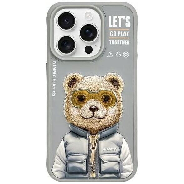 Nimmy iPhone 15 Pro 6.1" case gray/grey Cool&Cute 2.0 Bear