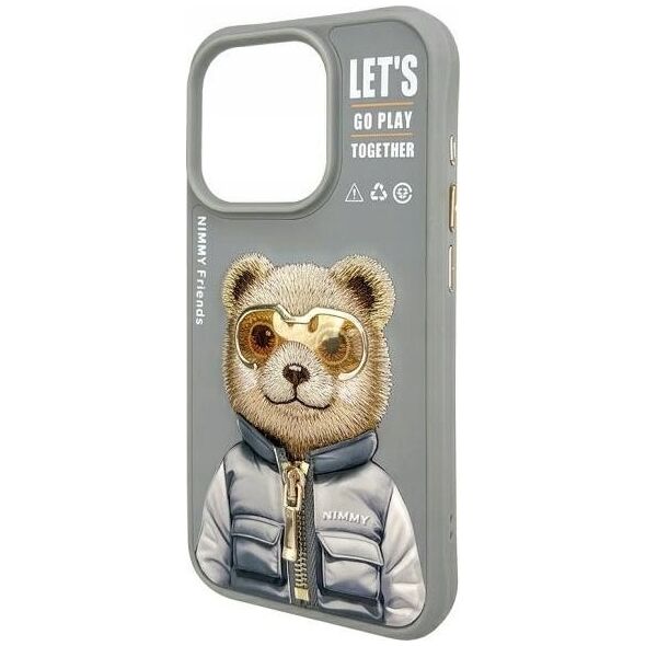 Nimmy iPhone 15 Pro 6.1" case gray/grey Cool&Cute 2.0 Bear