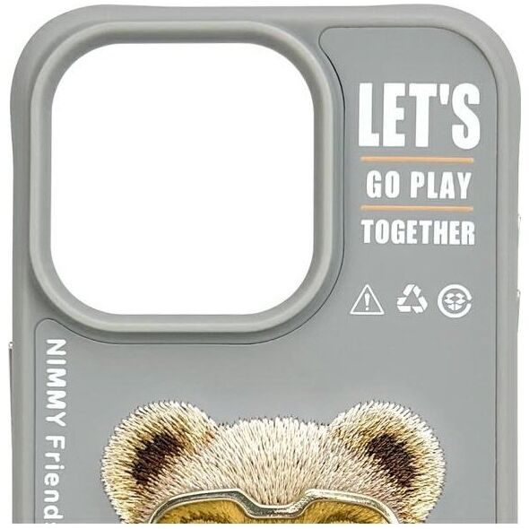 Nimmy iPhone 15 Pro 6.1" case gray/grey Cool&Cute 2.0 Bear