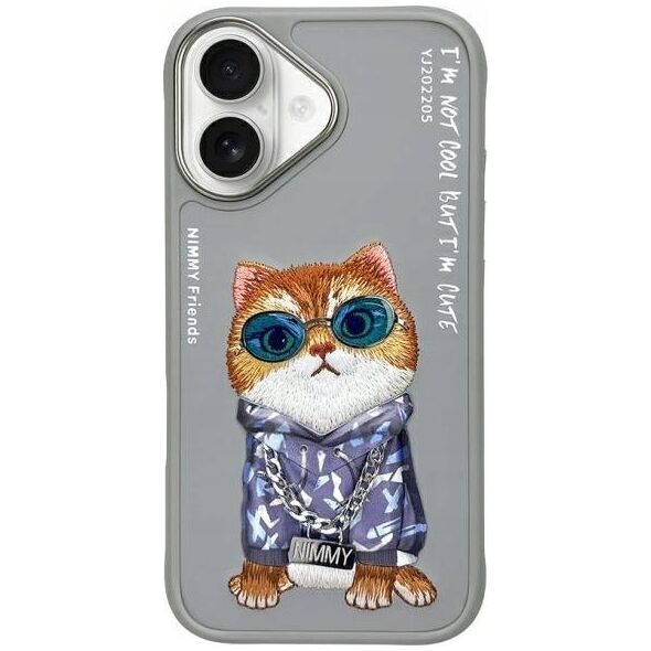 Nimmy iPhone 16 6.1" case gray/gray Glasses Cool Cat