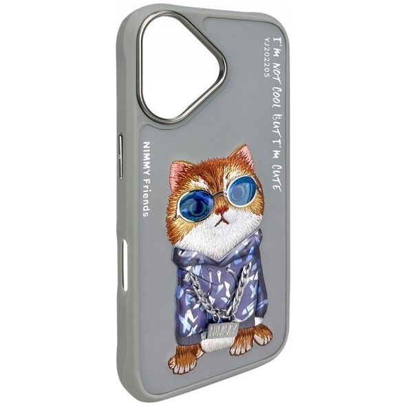 Nimmy iPhone 16 6.1" case gray/gray Glasses Cool Cat