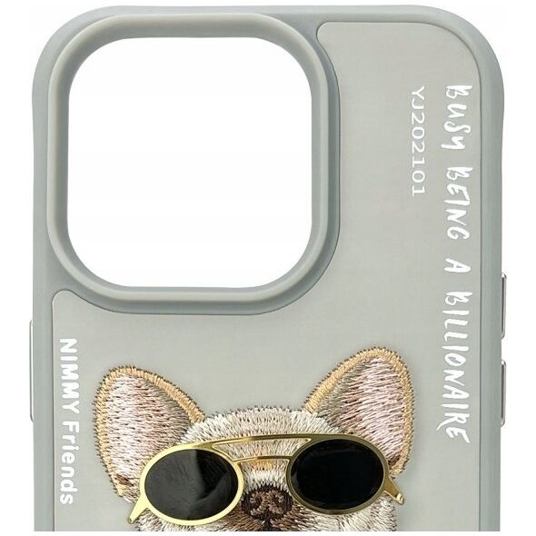 Nimmy iPhone 15 Pro 6.1" case gray/grey Glasses Cool Dog