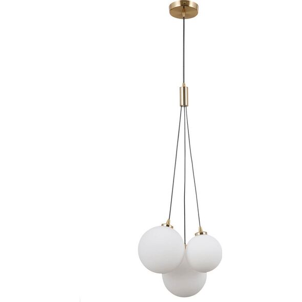 Lampa wisząca Italux Wisząca lampa loftowa Perlos szklane kule mosiądz białe