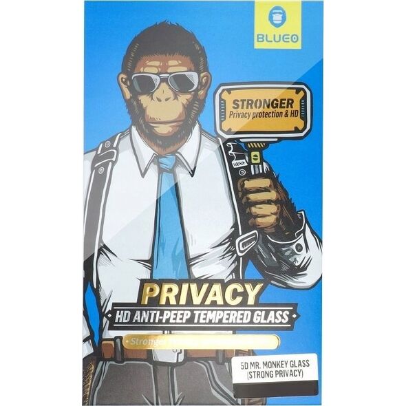 Blueo Szkło Hartowane 5D Mr. Monkey Glass - Apple iPhone 13 Pro Max / 14 Plus czarny (Strong Privacy)