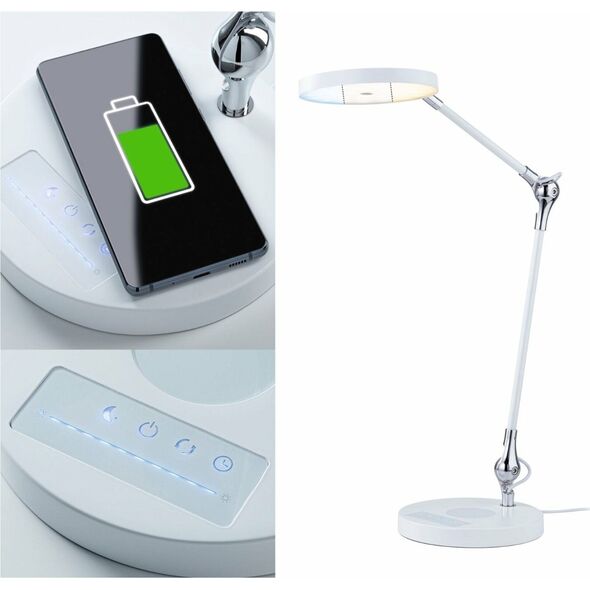 Lampka biurkowa Paulmann Lampka biurkowa NUMIS QI LED 11W 2700K-6500K 1000lm DIM + ładowanie indukcyjne 230V biały / aluminium