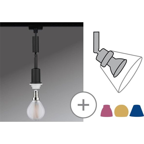 Paulmann URail Deco System Base Zwis max. 1x20W E14 230V Czarny Mat, kabel z oplotem tekstylnym