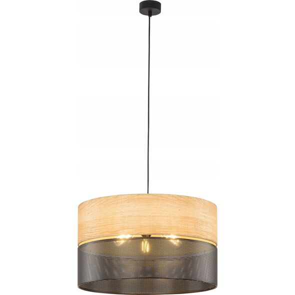 Lampa wisząca TKKRYWULT TK Lighting Nicol 4798 lampa wisząca zwis 3x15W E27 czarna/dąb