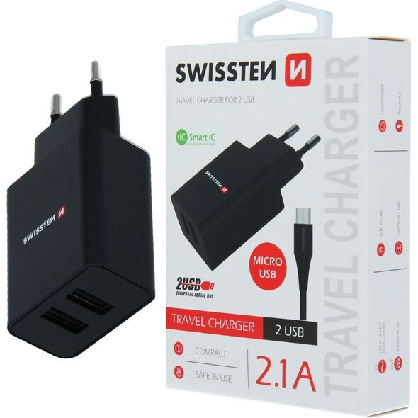 Ładowarka Swissten 2x USB-A 2.1 A (22052000)