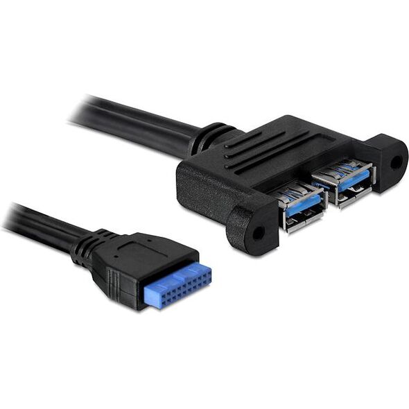 Delock USB zew. - USB wew., 0.45m, Czarny (82941)