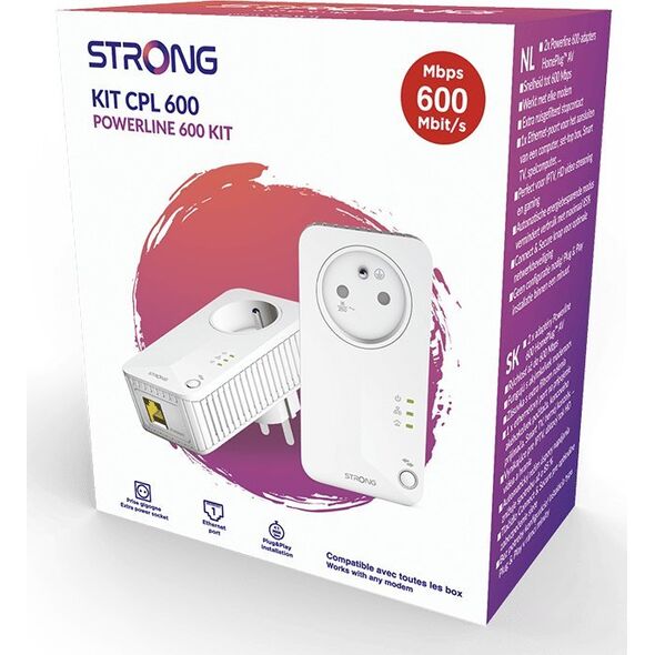 Adapter powerline Strong Strong POWERL600DUOFR Karta sieciowa do PowerLine 600 Mbit/s Przewodowa sieć LAN Biały 2 szt.