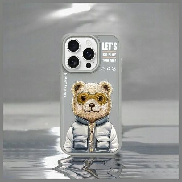 Nimmy iPhone 15 Pro Max 6.7" case gray/grey Cool&Cute 2.0 Bear