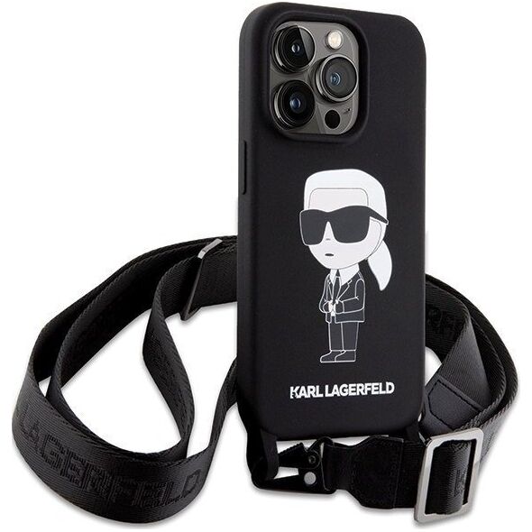Karl Lagerfeld Karl Lagerfeld KLHCP15XSCBSKNK iPhone 15 Pro Max 6.7" hardcase czarny/black Crossbody Silicone Ikonik