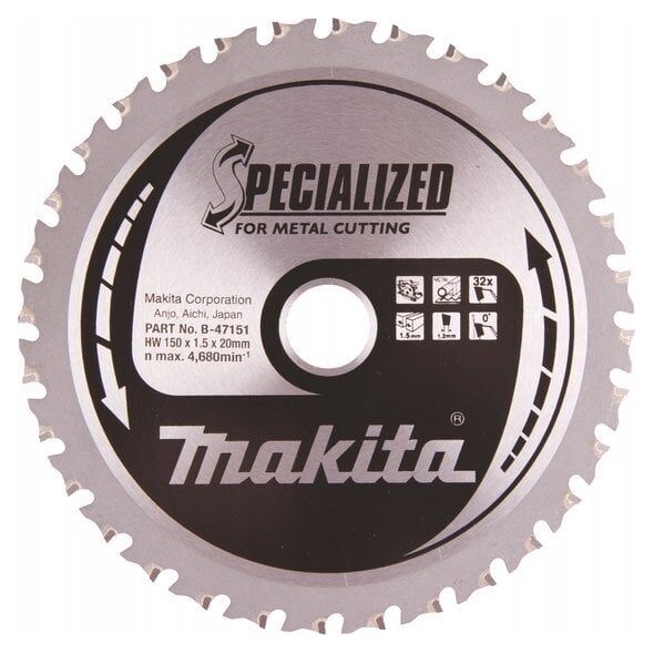 Makita MAKITA ΔΙΚΥΛΛΟ ΠΡΙΟΝΙ 150x20x32z ΓΙΑ ΜΕΤΑΛΛΟ 14091302 88381454247