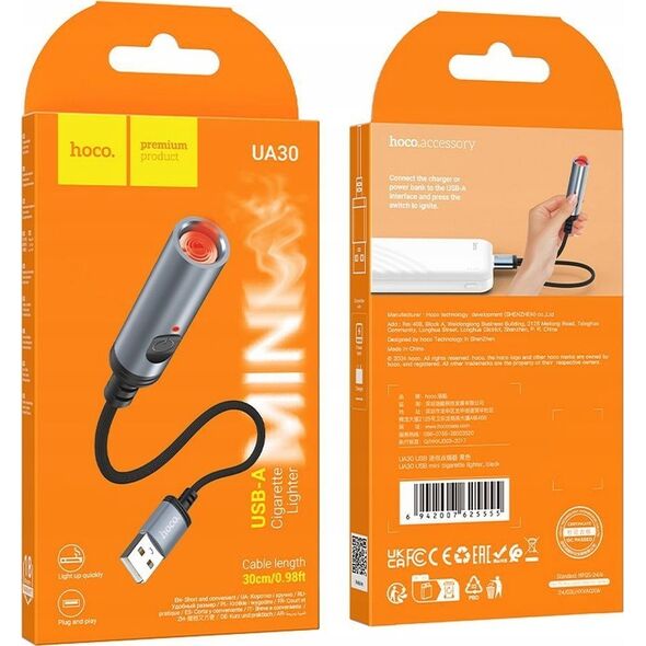 HOCO Adapter Zapalniczki Na Złącze USB A UA30 0,3 M Czarny