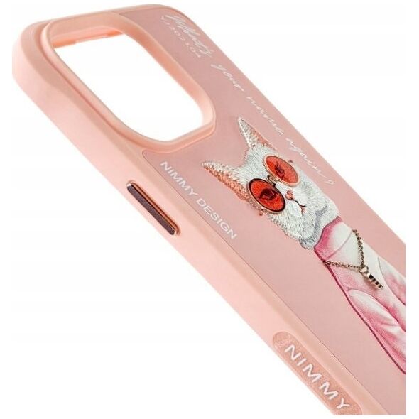 Nimmy iPhone 15 Pro 6.1" Case Pink Glasses Cool Cat