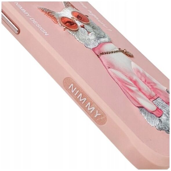 Nimmy iPhone 15 Pro 6.1" Case Pink Glasses Cool Cat