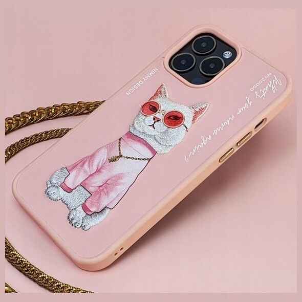Nimmy iPhone 15 Pro 6.1" Case Pink Glasses Cool Cat