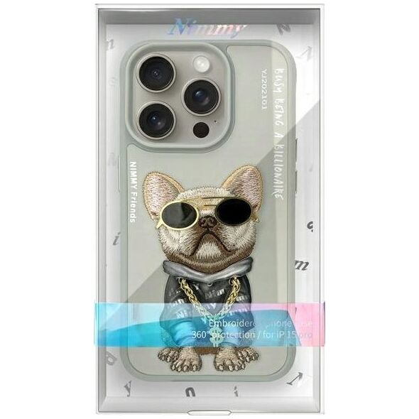 Nimmy iPhone 15 Pro Max 6.7" case gray/grey Glasses Cool Dog