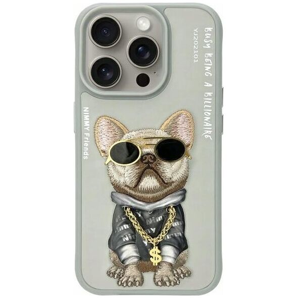 Nimmy iPhone 15 Pro Max 6.7" case gray/grey Glasses Cool Dog
