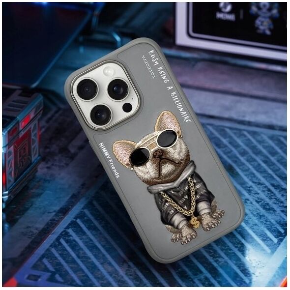 Nimmy iPhone 16 Pro Max 6.9" case gray/grey Glasses Cool Dog