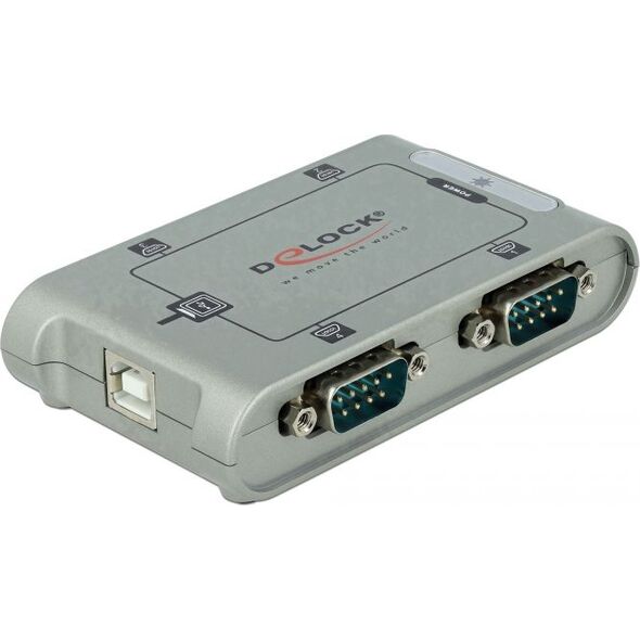 Adapter USB Delock USB - RS-232 x4 Srebrny  (87414)