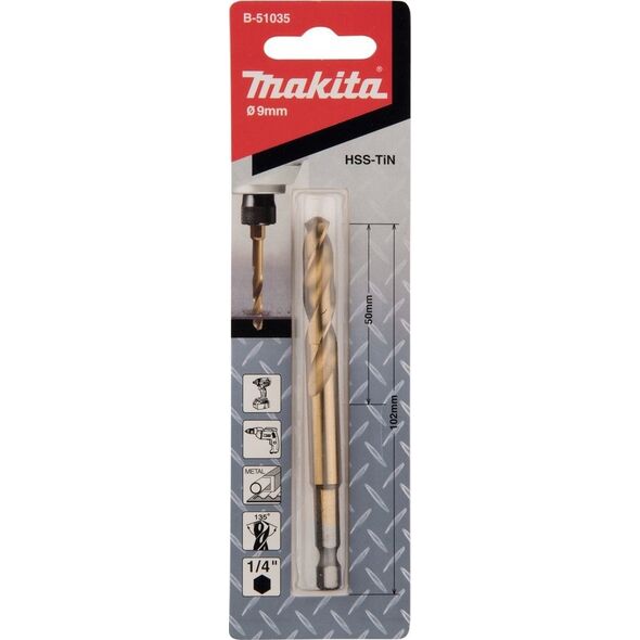 Τρυπάνι Makita MAKITA ΜΕΤΑΛΛΙΚΟ ΤΡΥΠΑΝΙ HSS-TIN 1/4" HEX 9.0x102mm 13919988 88381464383