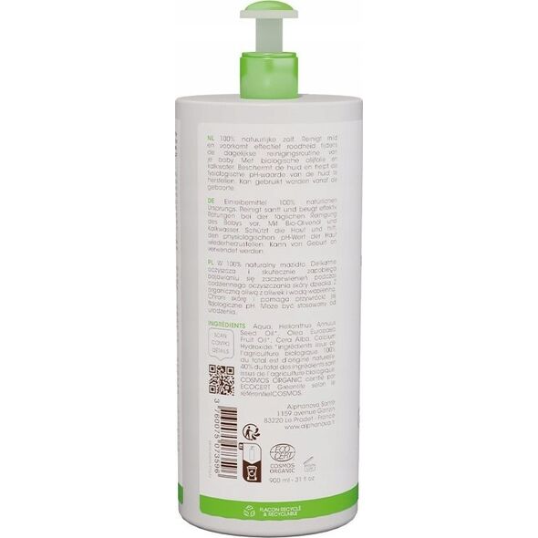 Alphanova Bebe Alphanova Bebe Bio, Γαλάκτωμα καθαρισμού με σύμπλεγμα περιποίησης για την περιοχή της πάνας, 900ml 14222715 3760075073596