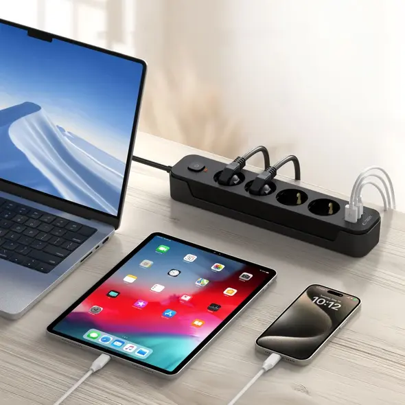 Tech-Protect PCL4X3 Power Socket Long 2xUSB-A, USB-C, 4xAC 200cm Black