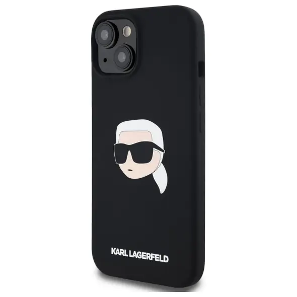Karl Lagerfeld KLHMP15SSKHPPLK Apple iPhone 15 hardcase Silicone Karl Head Print MagSafe black