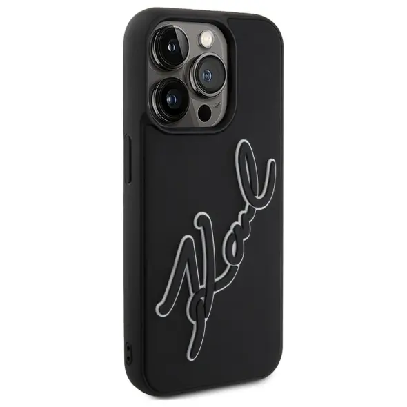 Karl Lagerfeld KLHCP15X3DRKSDLK Apple iPhone 15 Pro Max hardcase 3D Rubber Signature black